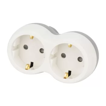   TRACON TND2 - Többférőhelyes átalakító csatlakozó, szürke + fehér 2×SCHUKO, max.16A, 230VAC, 3680W, PP