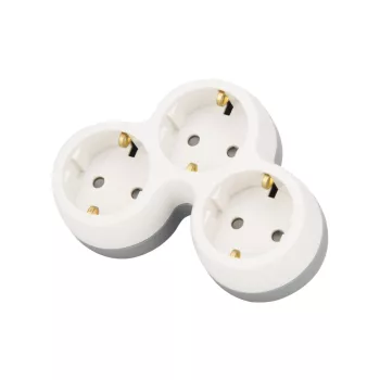   TRACON TND3 - Többférőhelyes átalakító csatlakozó, szürke + fehér 3×SCHUKO, max.16A, 230VAC, 3680W, PP