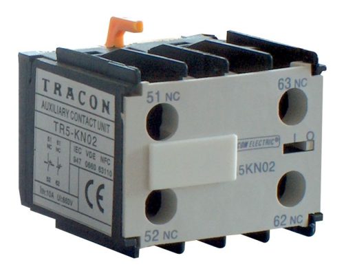TRACON TR5KN02 - Homlokoldali segédérintkező TR1K segédkontaktorokhoz 230V, 50Hz, 2A, 2×NC