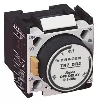   TRACON TR7DR2 - Időzítő egység TR1D/F kontaktorokhoz,elengedés-késleltetéses 0,1-30sec, 1×NC+1×NO