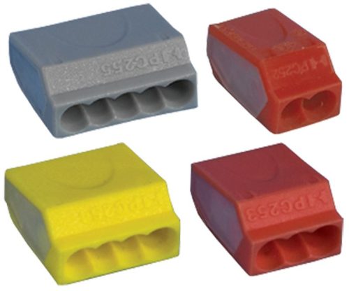 TRACON TRC254 - Csavar nélküli vezetékösszekötő, sárga 4×(0,75-2,5mm2) 450VAC, max. 16A