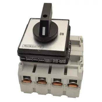   TRACON TS-10/4 - Szakaszoló kapcsoló 400V, 50Hz, 100A, 4P, 30kW, 88×88mm