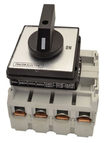 TRACON TS-10/4 - Szakaszoló kapcsoló 400V, 50Hz, 100A, 4P, 30kW, 88×88mm
