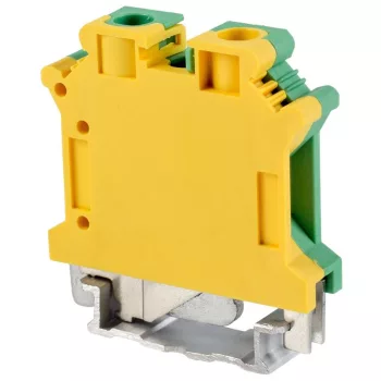   TRACON TSKA10JD - Védővezető ipari sorozatkapocs, csavaros, sínre, zöld/sárga 0,5-10mm2, 76A