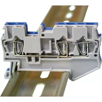   TRACON TSKB1/3 - Háromkapcsos ipari sorozatkapocs, rugós, sínre, szürke 0,14-1,5mm2, 500VAC, 17,5A