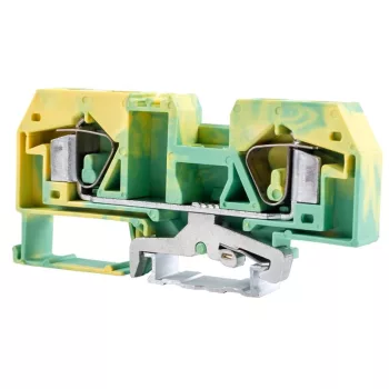   TRACON TSKC16JD - Védővezető ipari sorozatkapocs, rugós, sínre, zöld/sárga 800V 76A 0.2-16 mm2 2P