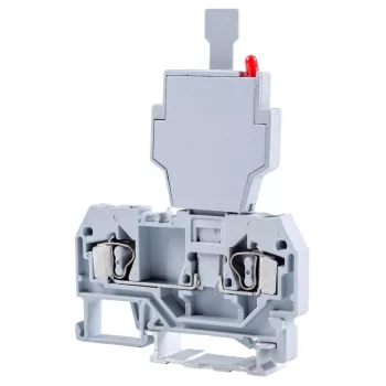   TRACON TSKC4B - Biztosítékos ipari sorozatkapocs, rugós, sínre, szürke 250V 6.3A 0.08-4 mm2 2P