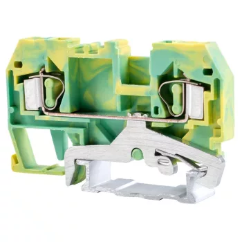   TRACON TSKC4JD - Védővezető ipari sorozatkapocs, rugós, sínre, zöld/sárga 800V 32A 0.08-4 mm2 2P