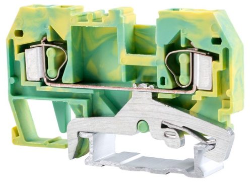 TRACON TSKC4JD - Védővezető ipari sorozatkapocs, rugós, sínre, zöld/sárga 800V 32A 0.08-4 mm2 2P