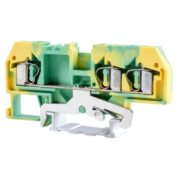   TRACON TSKC4/3JD - Védővezető ipari sorozatkapocs, rugós, sínre, zöld/sárga 800V 32A 0.08-4 mm2 3P