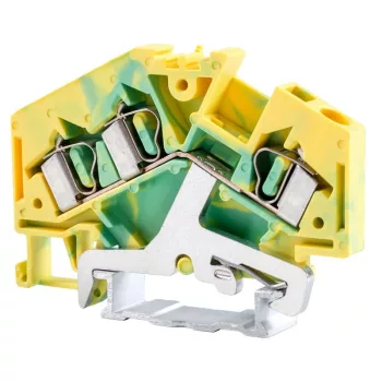   TRACON TSKC4/3JDD - Védővezető ipari sorozatkapocs, rugós, sínre, zöld/sárga 800V 32A 0.08-4 mm2 3P