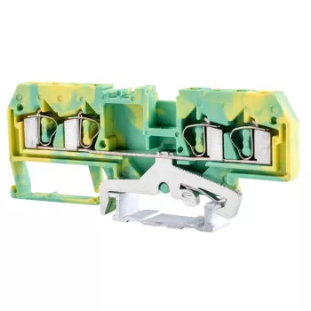   TRACON TSKC4/4JD - Védővezető ipari sorozatkapocs, rugós, sínre, zöld/sárga 800V 26A 0.08-4 mm2 4P