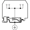 TRACON TSKC4/4JD - Védővezető ipari sorozatkapocs, rugós, sínre, zöld/sárga 800V 26A 0.08-4 mm2 4P