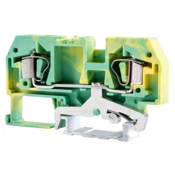   TRACON TSKC6JD - Védővezető ipari sorozatkapocs, rugós, sínre, zöld/sárga 800V 41A 0.2-6 mm2 2P