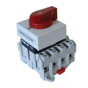   TRACON TSM-20/4 - Sorolható lakatolható szakaszoló kapcsoló 400V, 50Hz, 20A, 4P, 5,5kW, 55,5×55,5mm
