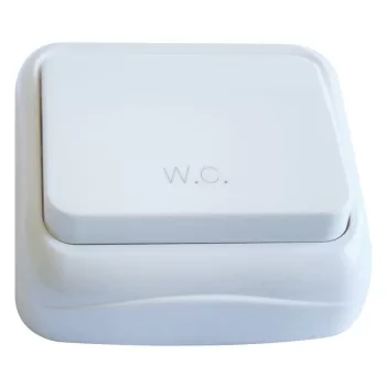   TRACON TTK-04W - Falon kívüli nyomókapcsoló WC felirattal (tapétakapcsoló) 10AX/250VAC, IP20 (N101)