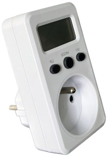 TRACON TVOD01F - LCD kijelzőjű dugaszolható fogyasztásmérő 230 V, 50 Hz, 16 A, 3680 W, V, kWh, cost, French