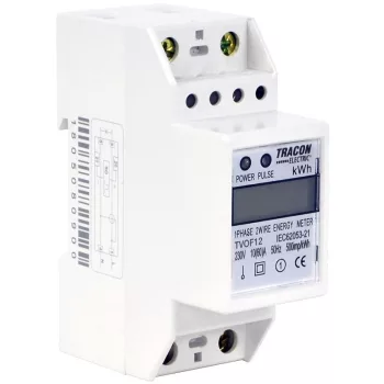   TRACON TVOF12 - LCD kijelzésű fogyasztásmérő,közvetlen, 1 fázisú, 2 modul 230VAC / 10(60)A
