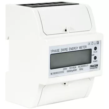   TRACON TVOF14 - LCD kijelzésű fogyasztásmérő,közvetlen, 1 fázisú, 4 modul 230VAC / 10(100)A