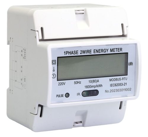 TRACON TVOF14MOD - LCD kijelzésű fogyasztásmérő,közvetlen, MODBUS, 1F, 4 modul 230VAC / 10(100)A