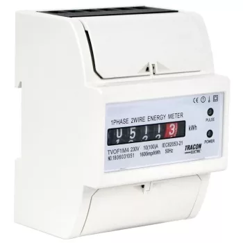   TRACON TVOF1M4 - Elektromech. fogyasztásmérő, közvetlen, 1 fázisú, 4 modul 230VAC / 10(100)A