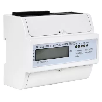   TRACON TVOF37 - LCD kijelzésű fogyasztásmérő,közvetlen, 3 fázisú, 7 modul 400VAC / 10(100)A