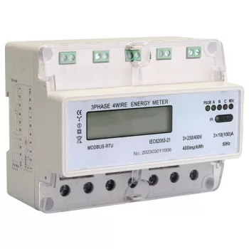   TRACON TVOF37MOD - LCD kijelzésű fogyasztásmérő,közvetlen, MODBUS, 3F, 7 modul 400VAC / 10(100)A