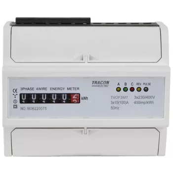   TRACON TVOF3M7 - Elektromech. fogyasztásmérő, közvetlen, 3 fázisú, 7 modul 400VAC / 10(100)A