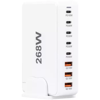   TRACON USB3A5CW - USB állomás, fehér 3 USB A, 5 USB-C, 268W