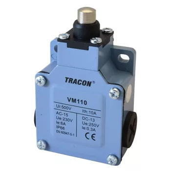   TRACON VM110 - Helyzetkapcsoló, kúpos fémházas 1xNO+1xNC, 6A/230V AC-15, 0,3A/250V DC-13, IP66