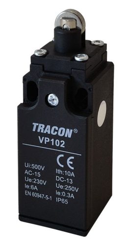 TRACON VP102 - Helyzetkapcsoló, görgős 1xNO+1xNC, 6A/230V AC-15, 0,3A/250V DC-13, IP65