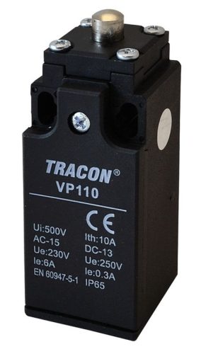 TRACON VP110 - Helyzetkapcsoló, kúpos-ütközős 1xNO+1xNC, 6A/230V AC-15, 0,3A/250V DC-13, IP65