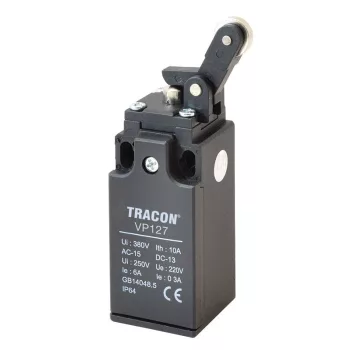   TRACON VP127 - Helyzetkapcsoló, nyomógörgős 1xNO+1xNC, 6A/230V AC-15, 0,3A/250V DC-13, IP65