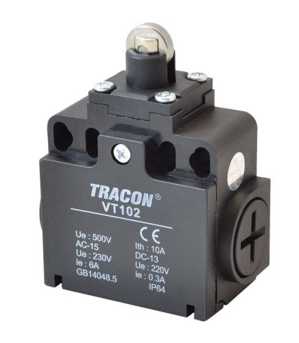 TRACON VT102 - Helyzetkapcsoló, görgős 1xNO+1xNC, 6A/230V AC-15, 0,3A/250V DC-13, IP65