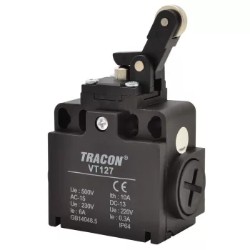   TRACON VT127 - Helyzetkapcsoló, nyomógörgős 1xNO+1xNC, 6A/230V AC-15, 0,3A/250V DC-13, IP65