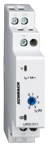 SCHRACK-UR5I1011 Áramfelügyeleti relé 0.5-5A, 230VAC, 1v, 5A, 1KE