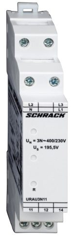 SCHRACK-URAU3N11 Feszültség felügyeleti relé AMPARO, 3F + N, Us=195,5V