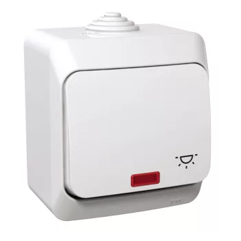   SCHNEIDER WDE000516 - CEDAR PLUS Egypólusú nyomó lámpajellel, jelzőfénnyel, IP44, fehér