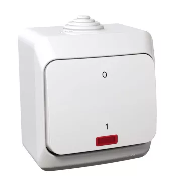   SCHNEIDER WDE000521 - CEDAR PLUS Kétpólusú kapcsoló, jelzőfénnyel, IP44, fehér