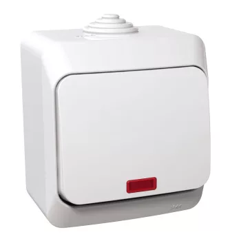   SCHNEIDER WDE000561 - CEDAR PLUS Váltókapcsoló, jelzőfénnyel, IP44, fehér