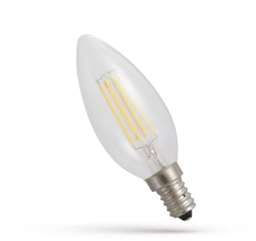 LED gyertya E14 230V 5,5W (60W) 827 2700K 850lm átlátszó filament - WOJ14387_5.5W