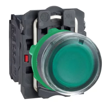   SCHNEIDER XB5AW33M5 - Harmony komplett műanyag LED világító nyomógomb, Ø22, visszatérő, 1NO+1NC, 230VAC, zöld