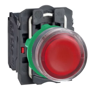   SCHNEIDER XB5AW34M5 - Harmony komplett műanyag LED világító nyomógomb, Ø22, visszatérő, 1NO+1NC, 230VAC, piros