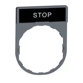   SCHNEIDER ZBY2304C0 - Harmony címketartó 30x40 mm, Ø22 készülékekhez, 8x27 mm felirati címkével, STOP, szürke perem