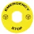 SCHNEIDER ZBY8330 - Harmony sárga köralakú felirati tábla, Ø90, vészleállítóhoz, logóval, EMERGENCY STOP