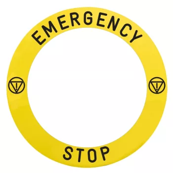   SCHNEIDER ZBY8L330 - Harmony sárga köralakú felirati tábla, Ø90, ZB5AS84W** vészleállítóhoz, logóval, EMERGENCY STOP