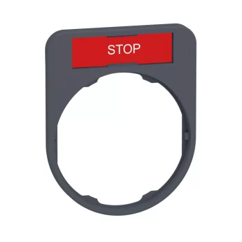   SCHNEIDER ZBYF2304C0 - Harmony címketartó, 40x50 mm, Ø30 süllyesztett készülékhez, 8x27 címkéhez, STOP, szürke perem