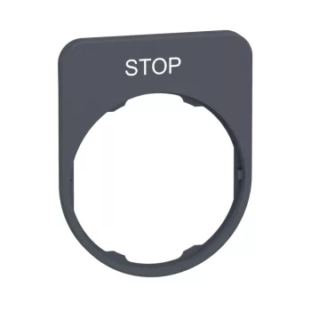   SCHNEIDER ZBYFP2304C0 - Harmony felirati tábla, 40x50 mm, műanyag, Ø30 süllyesztett készülékhez, STOP, szürke perem