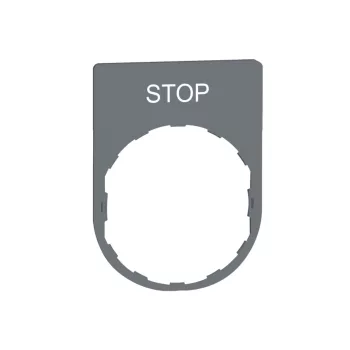   SCHNEIDER ZBYP2304C0 - Harmony felirati tábla, 30x40 mm, műanyag, Ø22 készülékekhez, gravírozott, STOP, szürke perem