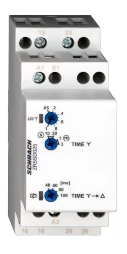 SCHRACK - Csillag-háromszög  (S) indító relé 12-240V AC/DC, 2v, 8A,2KE Function: S - Star-delta start up - ZR5SD025--